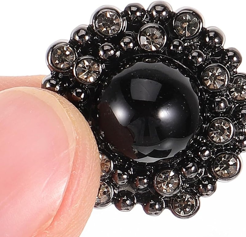 Cabilock 10pcs Black Alloy Decorative Buttons 20mm Round Beads for Sewing DIY Crafts - Image 3